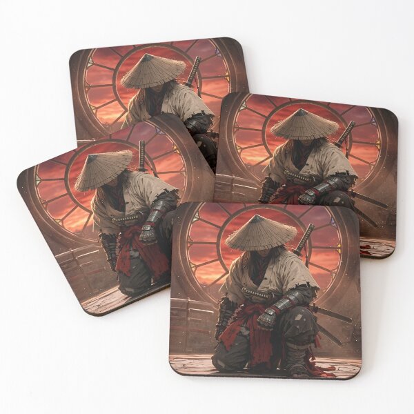 Item preview, Epic Samurai Meditating Moonlit Temple designed and sold by GalleryBrisArt.