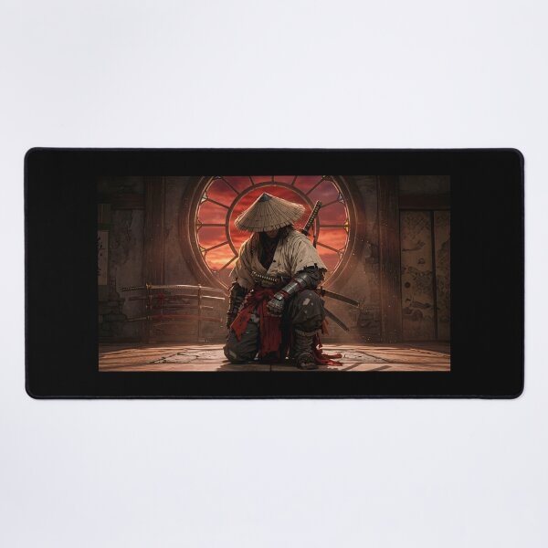 Item preview, Epic Samurai Meditating Moonlit Temple designed and sold by GalleryBrisArt.