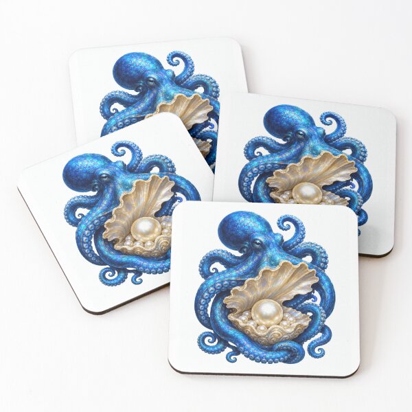 Item preview, Deep Dreams, Blue Octopus Guarding a Pearl Treasure designed and sold by RoPrincess.