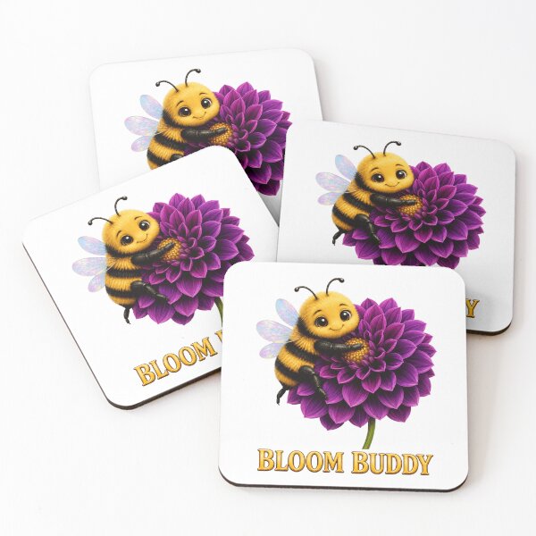 Item preview, Bloom Buddy, Cute Bumblebee Hugging a Purple Dahlia designed and sold by RoPrincess.