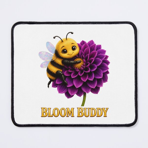 Item preview, Bloom Buddy, Cute Bumblebee Hugging a Purple Dahlia designed and sold by RoPrincess.