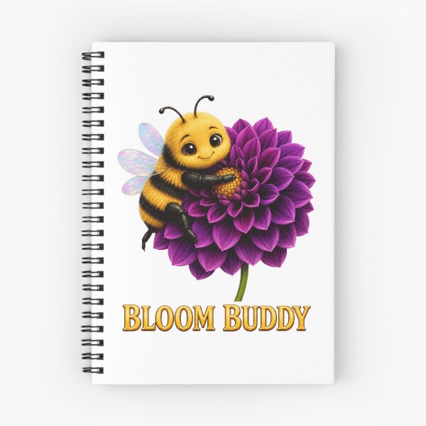Item preview, Bloom Buddy, Cute Bumblebee Hugging a Purple Dahlia designed and sold by RoPrincess.