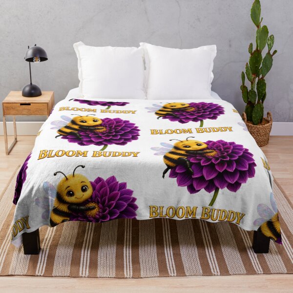 Item preview, Bloom Buddy, Cute Bumblebee Hugging a Purple Dahlia designed and sold by RoPrincess.