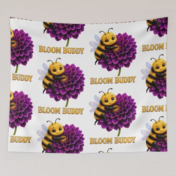 Item preview, Bloom Buddy, Cute Bumblebee Hugging a Purple Dahlia designed and sold by RoPrincess.