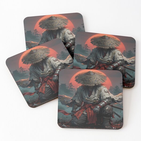 Item preview, Epic Samurai Meditating Moonlit Temple designed and sold by GalleryBrisArt.