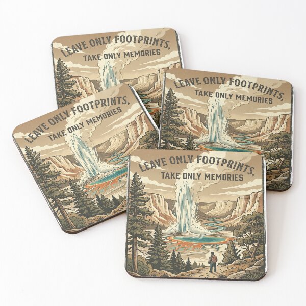 Item preview, Leave Only Footprints Yellowstone National Park — Take Only Memories Conservation Poster Art designed and sold by MālamaThreads.