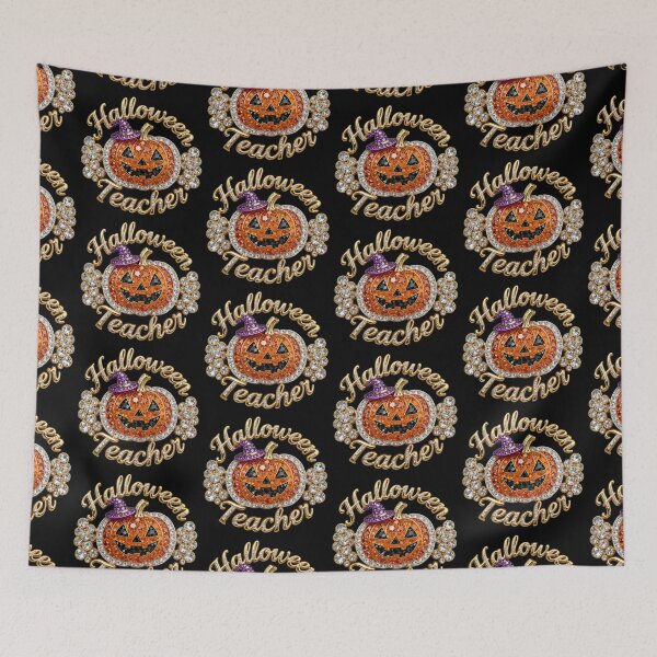Item preview, Faux Rhinestone Halloween Pumpkin Teacher designed and sold by Adadita.