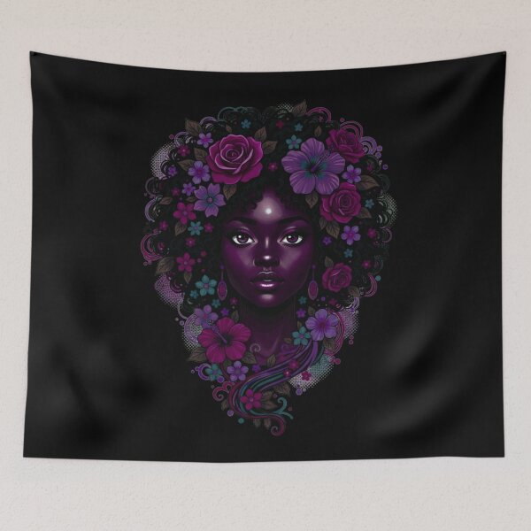 Item preview, Deep Black Woman With Floral Crown jewel tones designed and sold by BlessedBlackBeautiful.