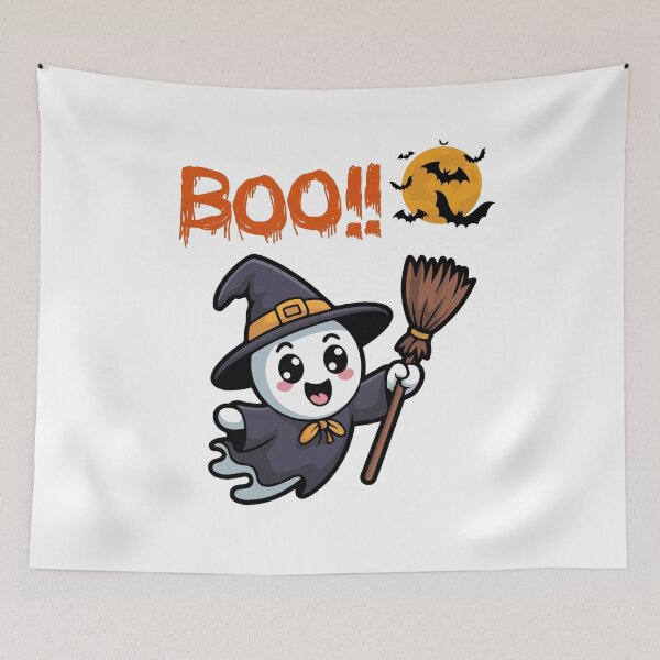 Item preview, Cute Witch Ghost Boo Halloween Kawaii Design designed and sold by     Sela Art .