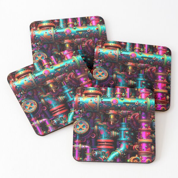 Item preview, Steampunk Neon-Colored Hues Pipes And Gears Design designed and sold by DEC02.