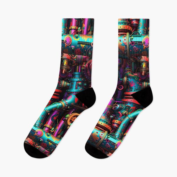 Item preview, Steampunk Neon-Colored Hues Pipes And Gears Design designed and sold by DEC02.