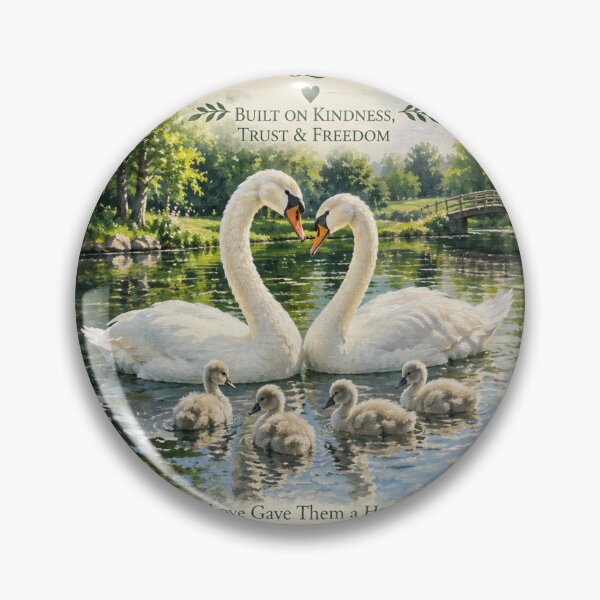 Item preview, A True Love Story | Swan Family Wildlife Art | Original Nature Painting designed and sold by Whiskered Garden Studio.