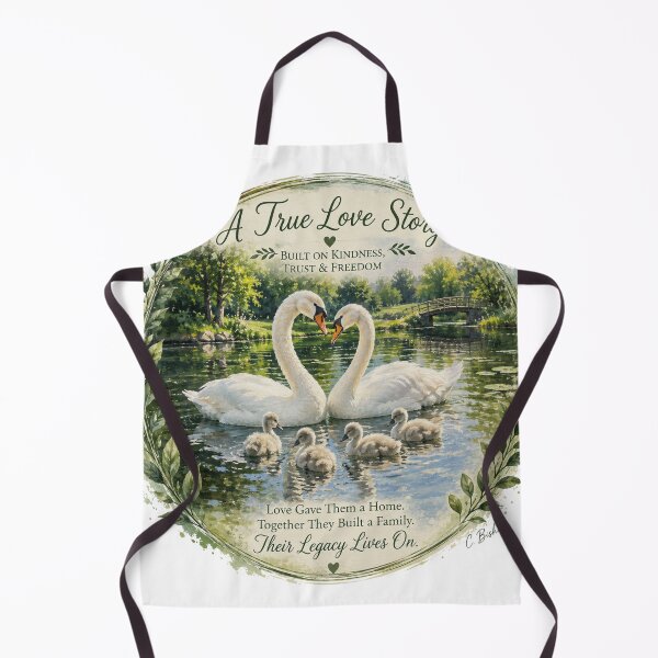 Item preview, A True Love Story | Swan Family Wildlife Art | Original Nature Painting designed and sold by Whiskered Garden Studio.