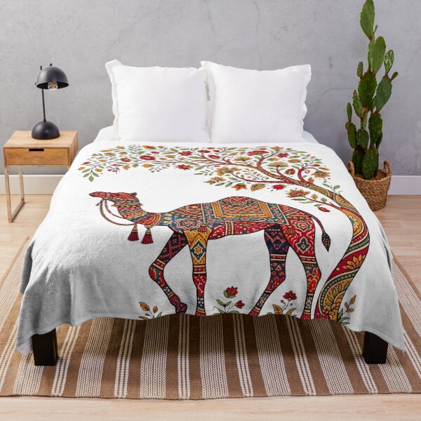 Item preview, Bohemian Camel Folk Art | Indian Desert Heritage Illustration | Colorful Floral Camel Design designed and sold by DuskyMonk.