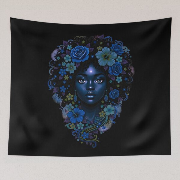 Item preview, Copy of Deep Black Woman With Floral Crown dark blue designed and sold by BlessedBlackBeautiful.