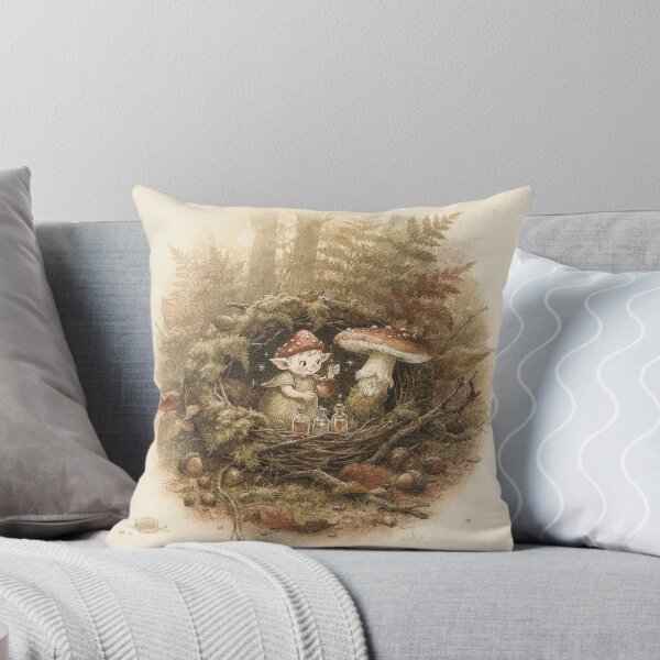 Item preview, Acorn-Cup Sprite Ladling Morning Dew Storybook Art designed and sold by PictorialWhimsy.