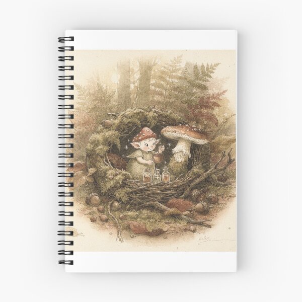 Item preview, Acorn-Cup Sprite Ladling Morning Dew Storybook Art designed and sold by PictorialWhimsy.