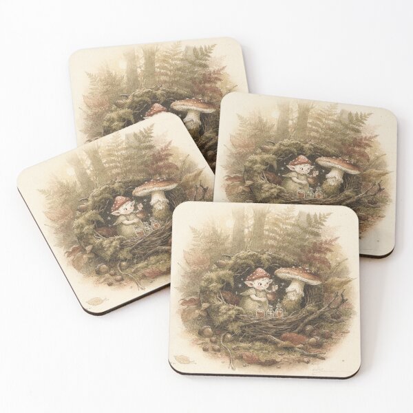 Item preview, Acorn-Cup Sprite Ladling Morning Dew Storybook Art designed and sold by PictorialWhimsy.