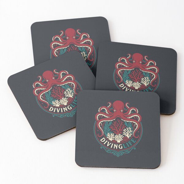 Item preview, Octopus Coral Reef Diving Life Ocean Emblem Graphic designed and sold by KiwiRider.