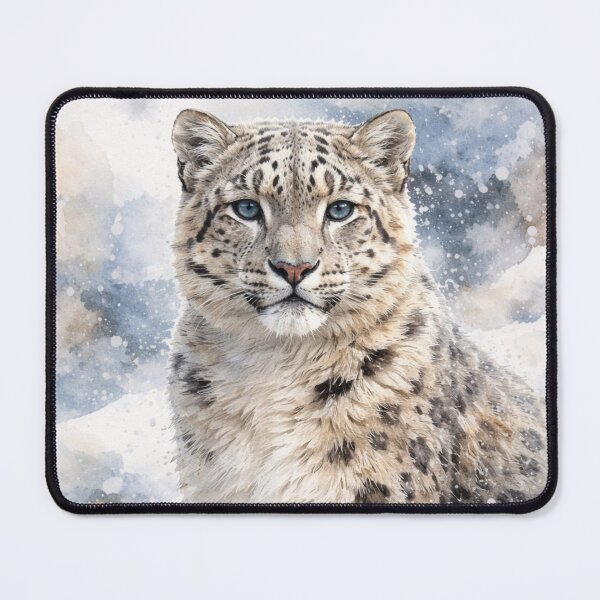Item preview, Snow Leopard Watercolor – Majestic Winter Big Cat Art designed and sold by Darlin8888.