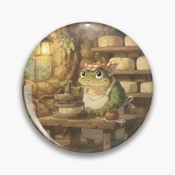 Item preview, Toad Cheesemaker Pressing a Dewberry Wheel Cottagecore Art designed and sold by PictorialWhimsy.