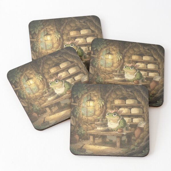 Item preview, Toad Cheesemaker Pressing a Dewberry Wheel Cottagecore Art designed and sold by PictorialWhimsy.