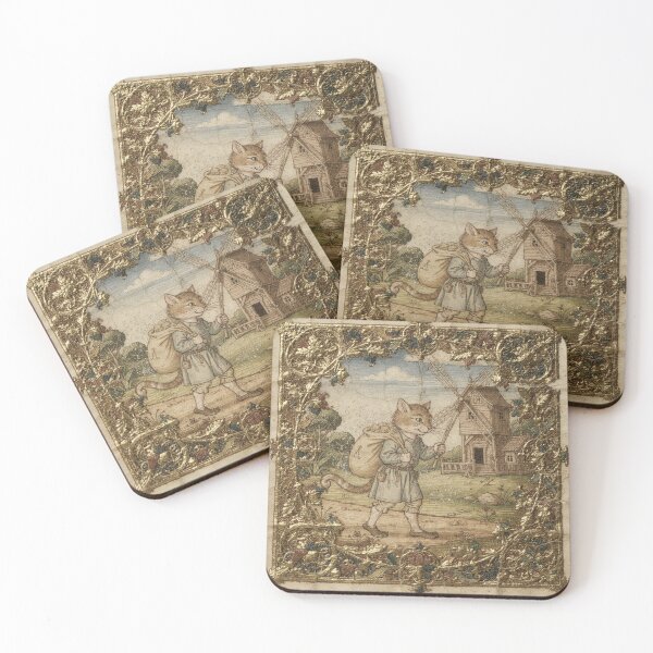Item preview, Medieval Cat Miller Grinding Grain at the Windmill Manuscript Art designed and sold by PictorialWhimsy.