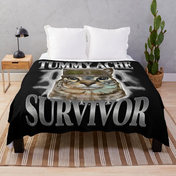 Item preview, Funny Saying Cats Tummy Ache Survivor Cat Meme Humor designed and sold by Mdcazeem.