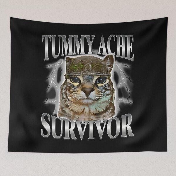 Item preview, Funny Saying Cats Tummy Ache Survivor Cat Meme Humor  designed and sold by Mdcazeem.