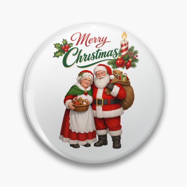 Item preview, Classic Santa and Mrs. Claus Merry Christmas Illustration designed and sold by DeliaDesignsCo.