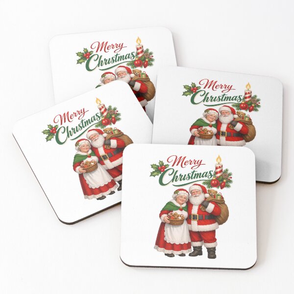 Item preview, Classic Santa and Mrs. Claus Merry Christmas Illustration designed and sold by DeliaDesignsCo.