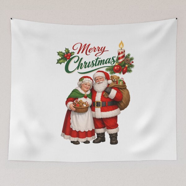 Item preview, Classic Santa and Mrs. Claus Merry Christmas Illustration designed and sold by DeliaDesignsCo.