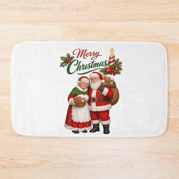 Item preview, Classic Santa and Mrs. Claus Merry Christmas Illustration designed and sold by DeliaDesignsCo.