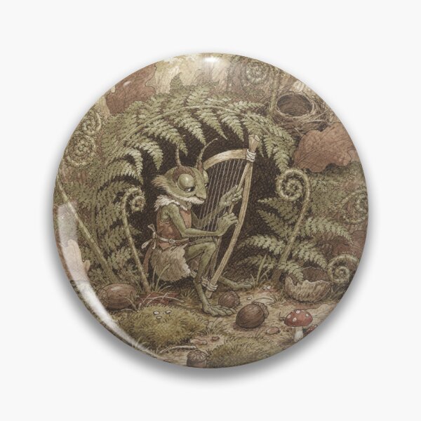 Item preview, Cricket Folk Tuning a Reed Harp Storybook Art designed and sold by PictorialWhimsy.