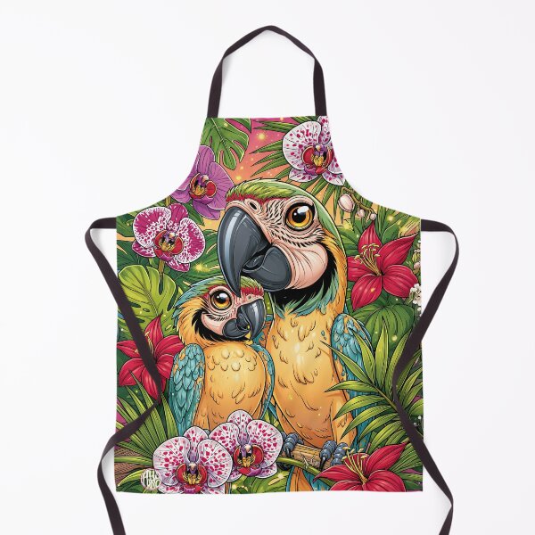 Item preview, A colorful pair of macaw parrots in a tropical garden designed and sold by GabbyKI261.