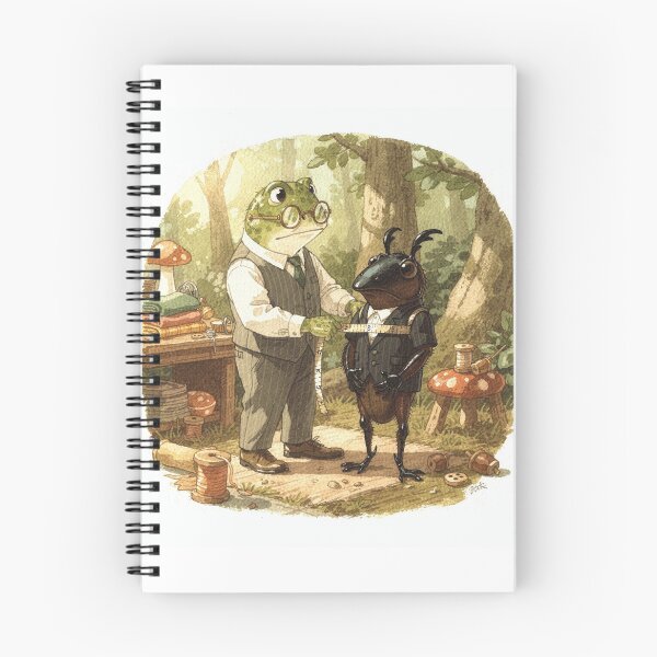 Item preview, Toad Tailor Measuring a Beetle for a Waistcoat Cottagecore Art designed and sold by PictorialWhimsy.