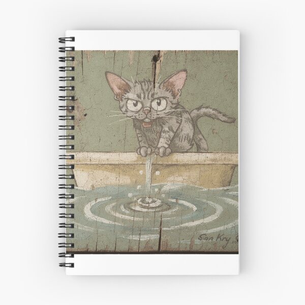 Item preview, Devon Rex Cat Watching the Bathwater Drain Folk Art designed and sold by PictorialWhimsy.