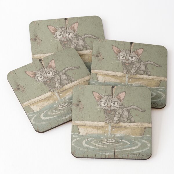 Item preview, Devon Rex Cat Watching the Bathwater Drain Folk Art designed and sold by PictorialWhimsy.