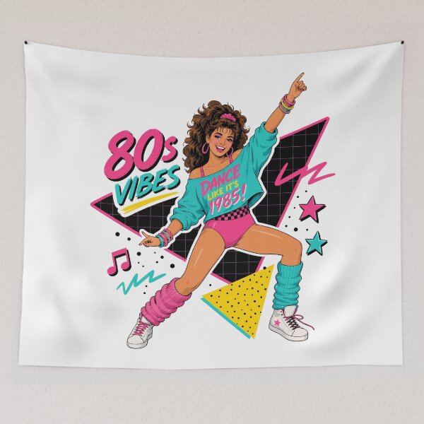 Item preview, 80s Vibes Dance All Night Retro Dance Girl designed and sold by RosieKingArt.