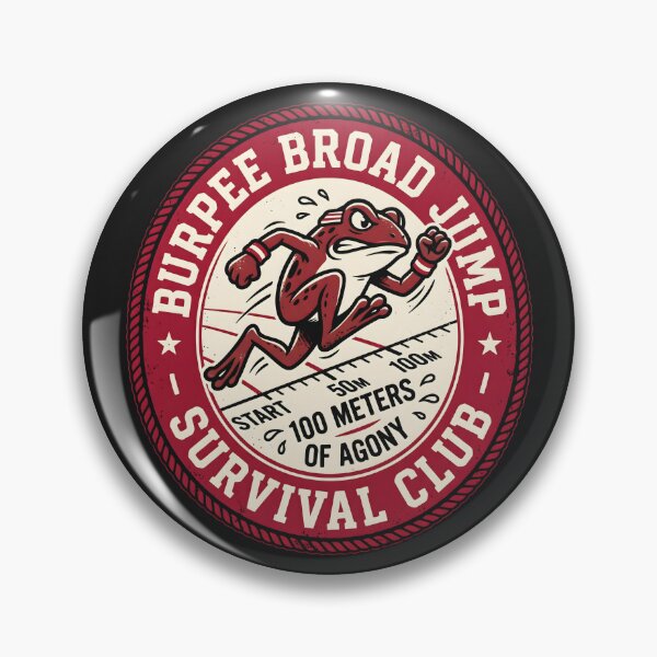 Item preview, Burpee Broad Jump Survival Club Fitness Frog Badge Design designed and sold by SplashTastic.