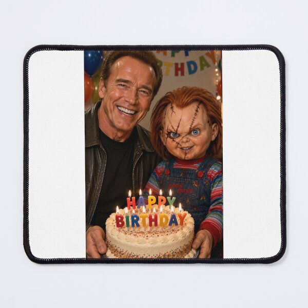 Item preview, arnold schwarzenegger chucky horror movie film happy birthday funny meme memes parody designed and sold by CheeseBlueprint.