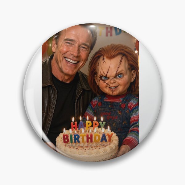 Item preview, arnold schwarzenegger chucky horror movie film happy birthday funny meme memes parody designed and sold by CheeseBlueprint.