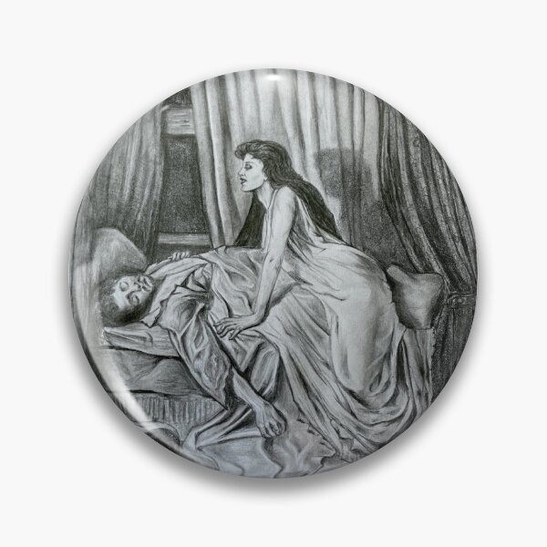 Item preview, The Vampire (Philip Burne-Jones) Graphite Illustration designed and sold by alexdejagerart.