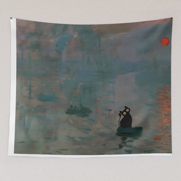 Item preview, Sunrise by Claude Monet Black Cat Art designed and sold by PurrfectHome.