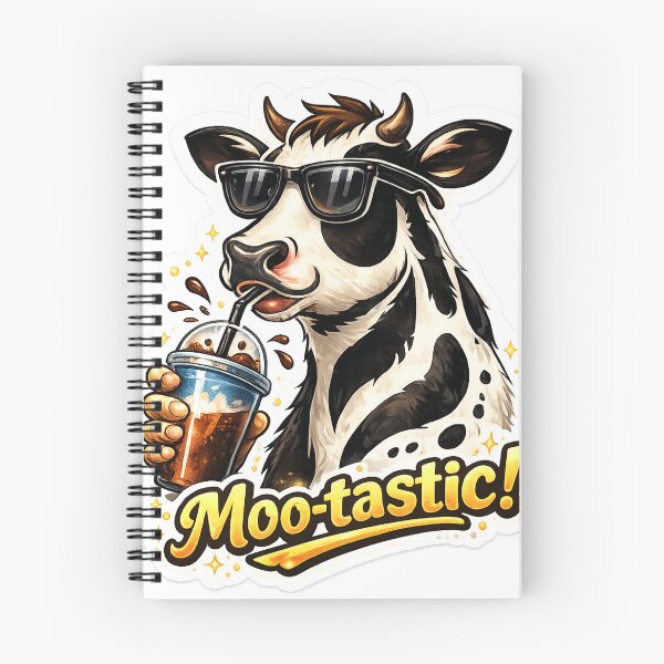 Item preview, Pegatina troquelada de una vaca genial bebiendo café helado | Divertida pegatina de vinilo con dibujos animados de una vaca fantástica designed and sold by Arts121.