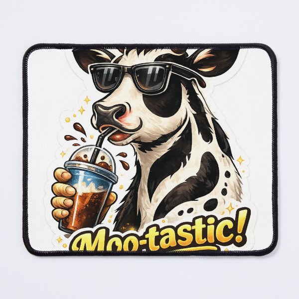 Item preview, Cool Cow Drinking Iced Coffee Die-Cut Sticker | Funny Moo-tastic Cartoon Vinyl Decal designed and sold by Arts121.