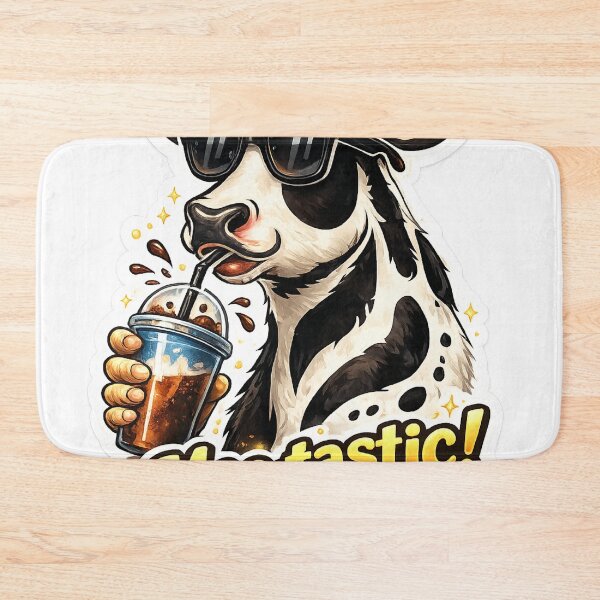 Item preview, Cool Cow Drinking Iced Coffee Die-Cut Sticker | Funny Moo-tastic Cartoon Vinyl Decal designed and sold by Arts121.