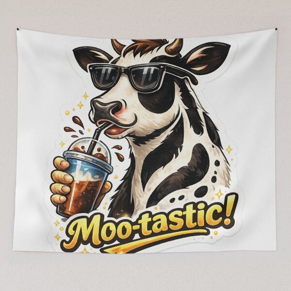 Item preview, Cool Cow Drinking Iced Coffee Die-Cut Sticker | Funny Moo-tastic Cartoon Vinyl Decal designed and sold by Arts121.