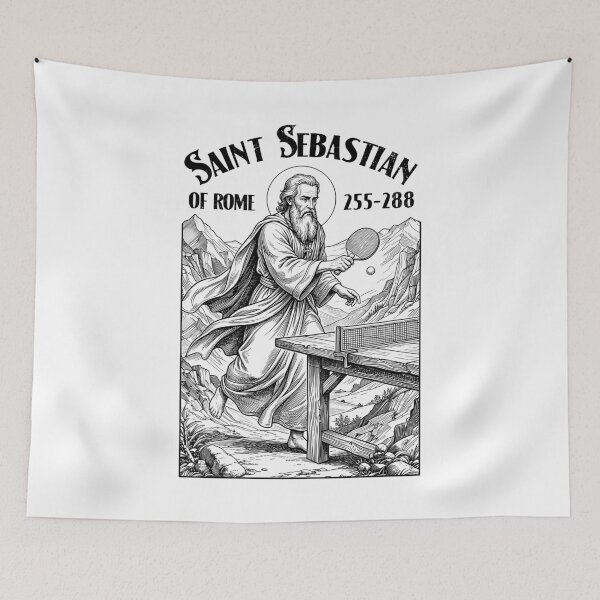 Item preview, Table Tennis Player Funny Patron Saint Sebastian Sport designed and sold by GrandeDuc.