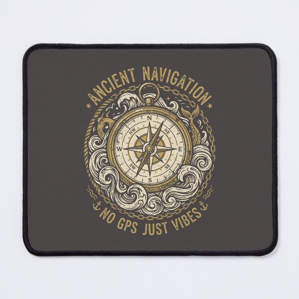 Item preview, Ancient Navigation No GPS Just Vibes Nautical Compass Badge designed and sold by SplashTastic.